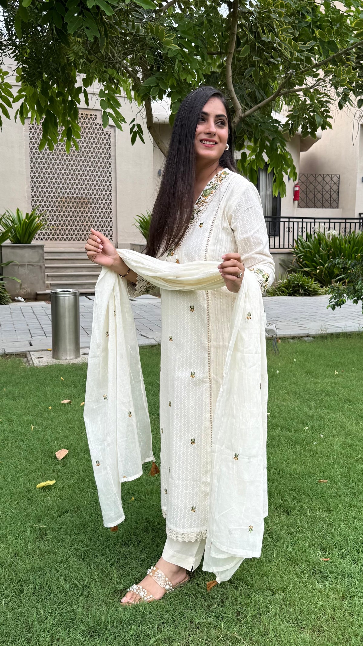Anaya Ivory Embroidered Suit