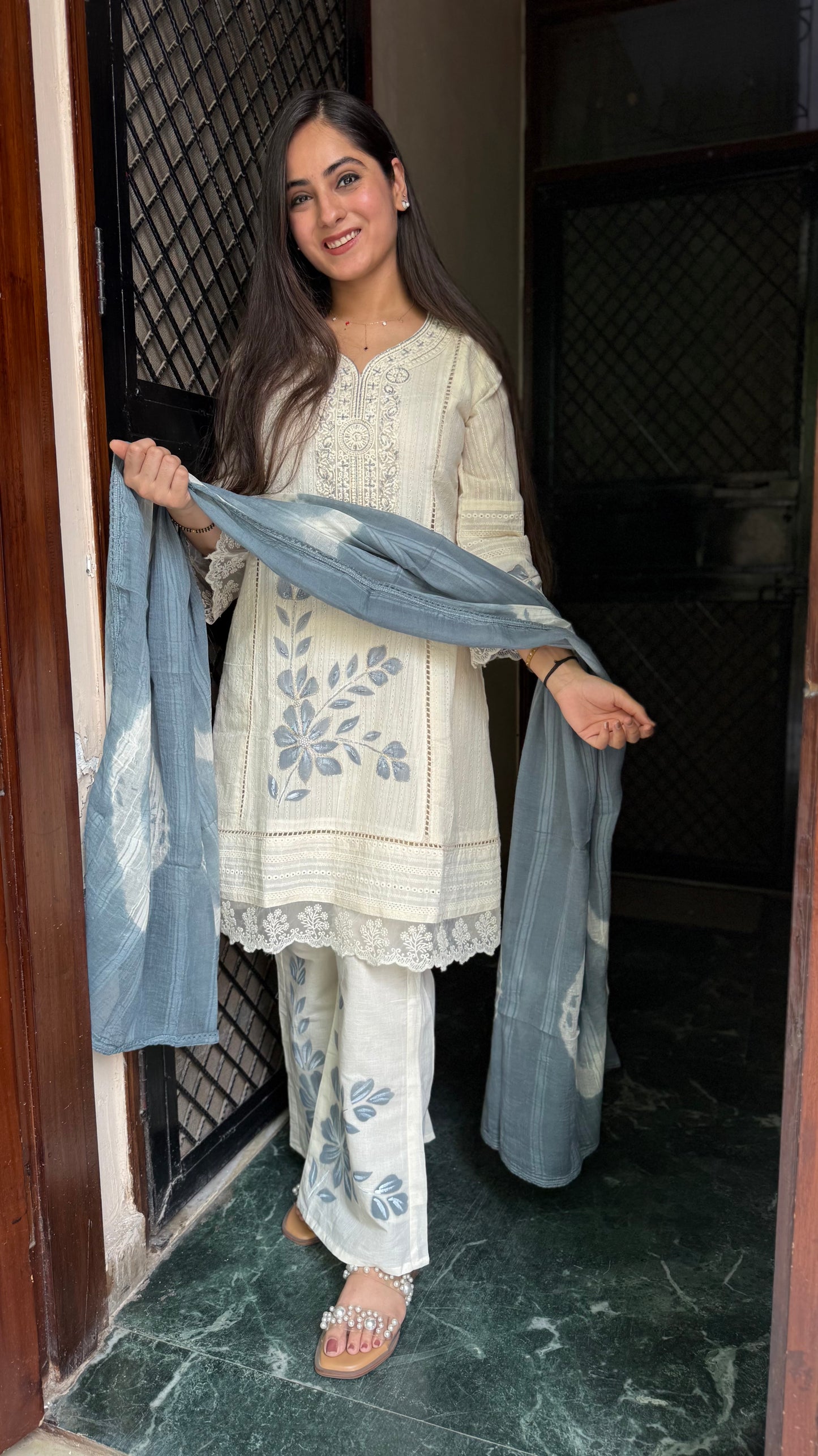 Komal Cream A-line Suit