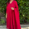 Nia Ruby Red Anarkali Suit