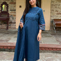Meher Navy Pintuck Suit