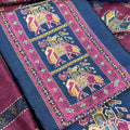 Anika Navy Motif Unstitched Suit