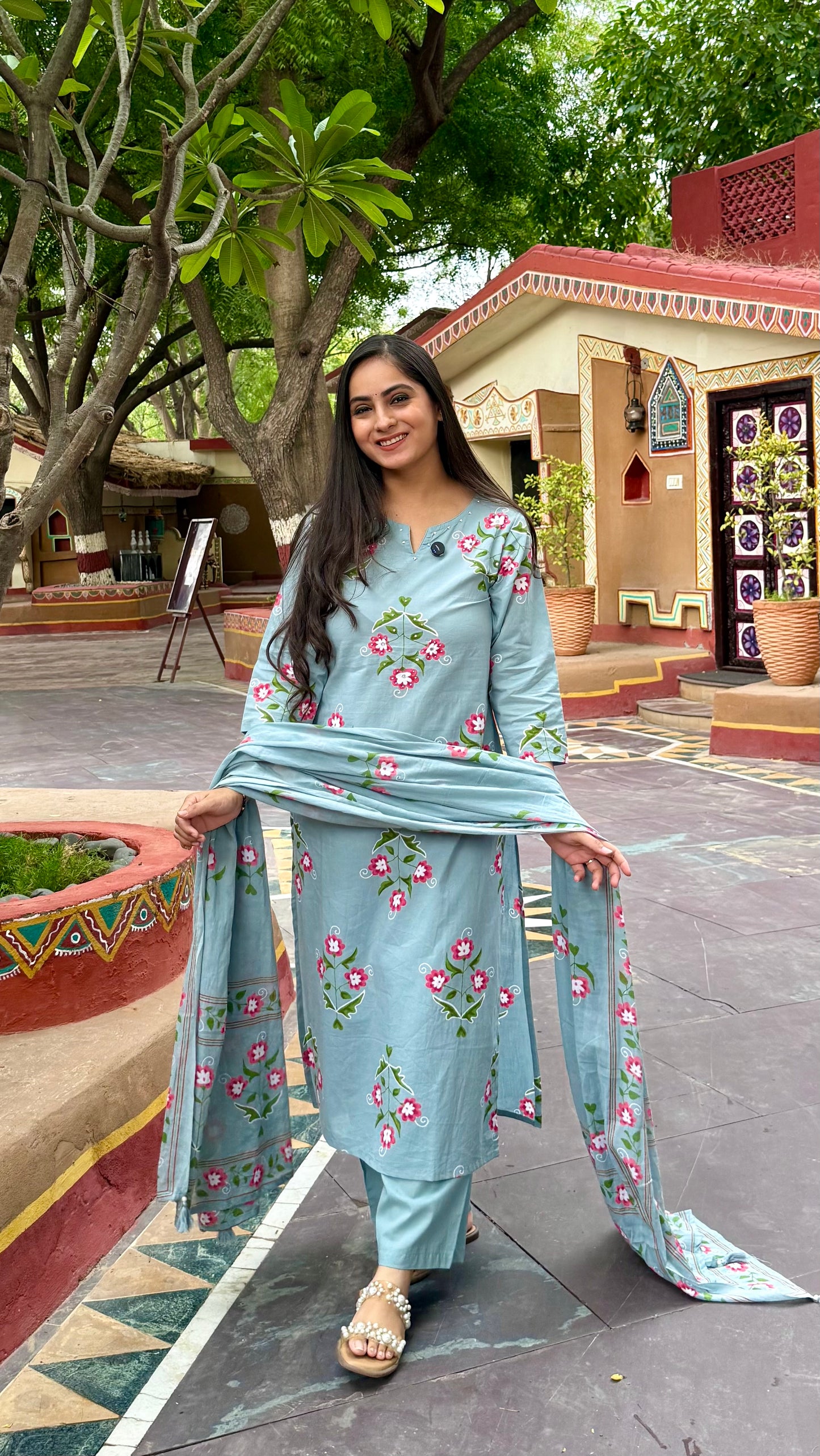 Prisha Blue Floral Suit
