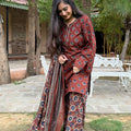 Earthy Rust Floral Farshi Suit