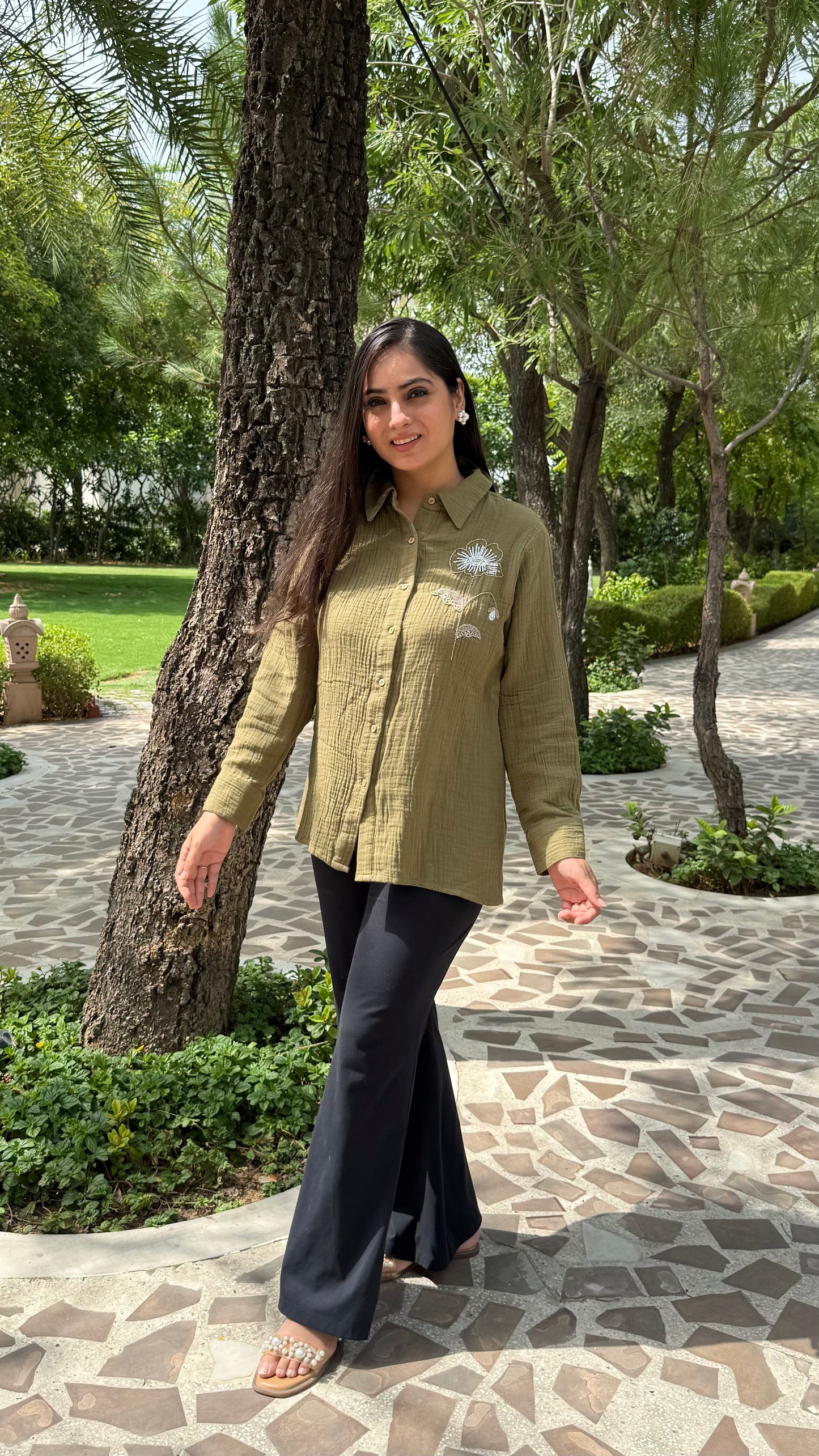 Olive Bloom Shirt
