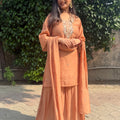 Avika Brown Embroidered Sharara Set