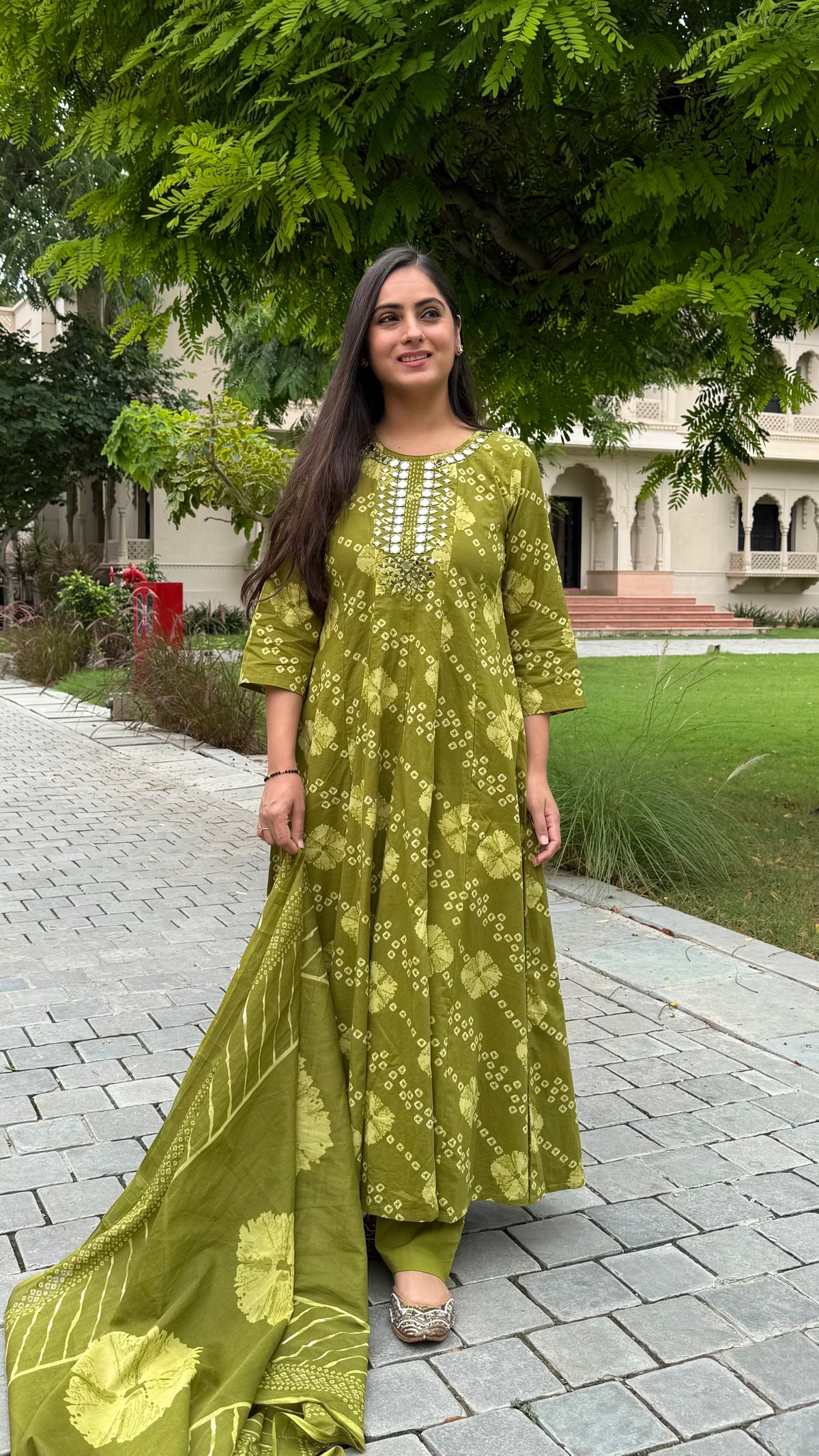 Kavya Green Shibori Anarkali Suit