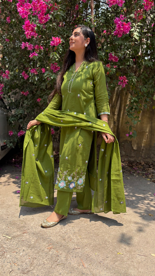 Ekta Cotton Embroidered Suit