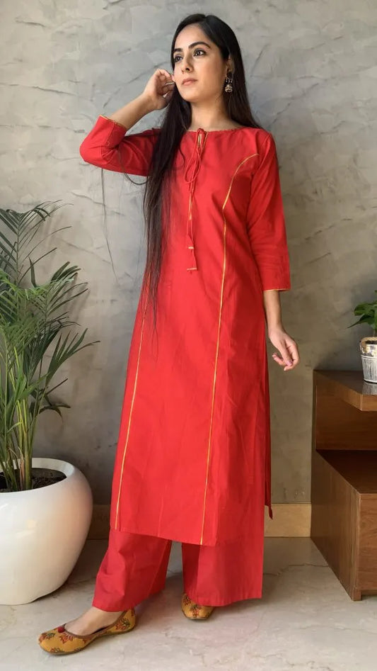 Red Gota Kurta