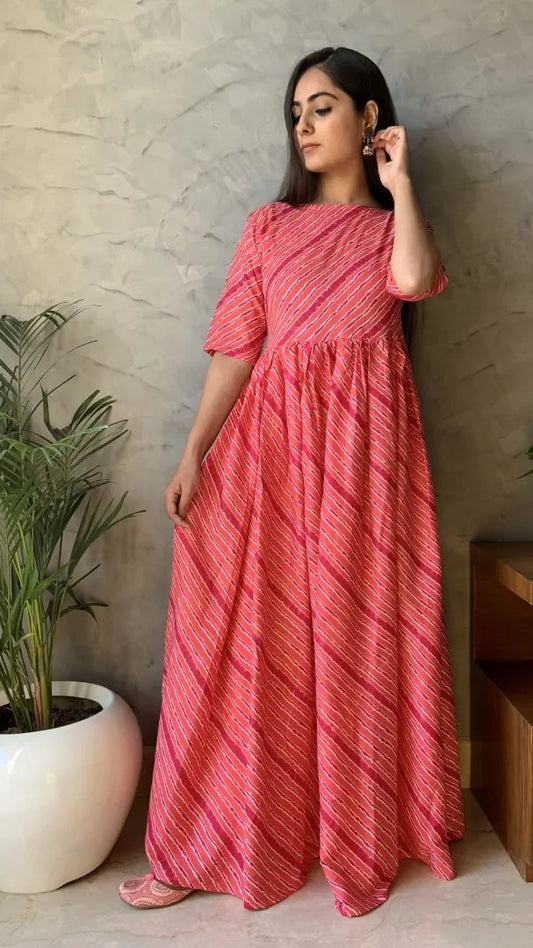 Pink Leheriya Kurta