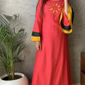 Coral Embroidered Kurta