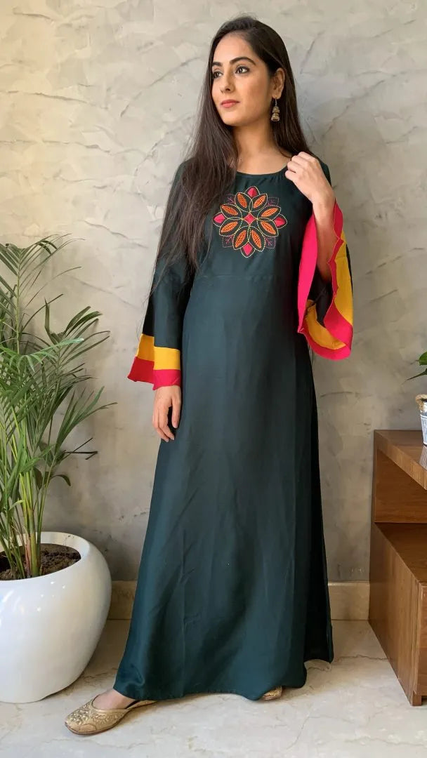 Green Embroidered Kurta