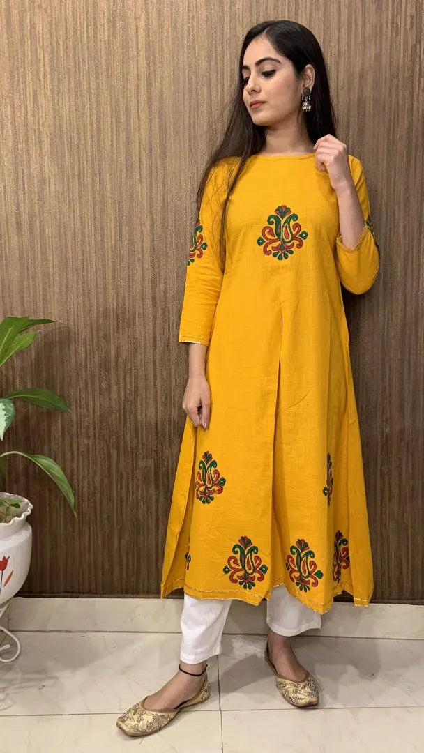 Mustard A-line Kurta