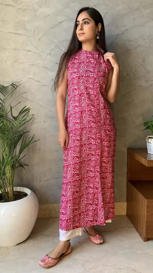 Pink Sleeveless Kurta