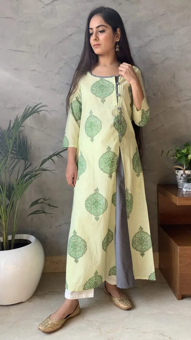 Green Handblock Kurta