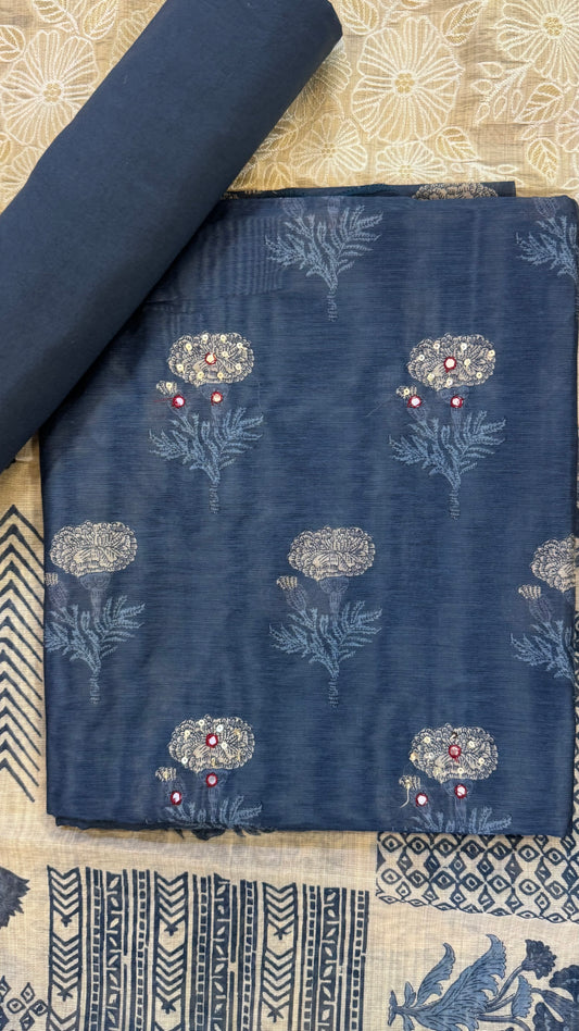 Anika Marigold Motif Unstitched Suit