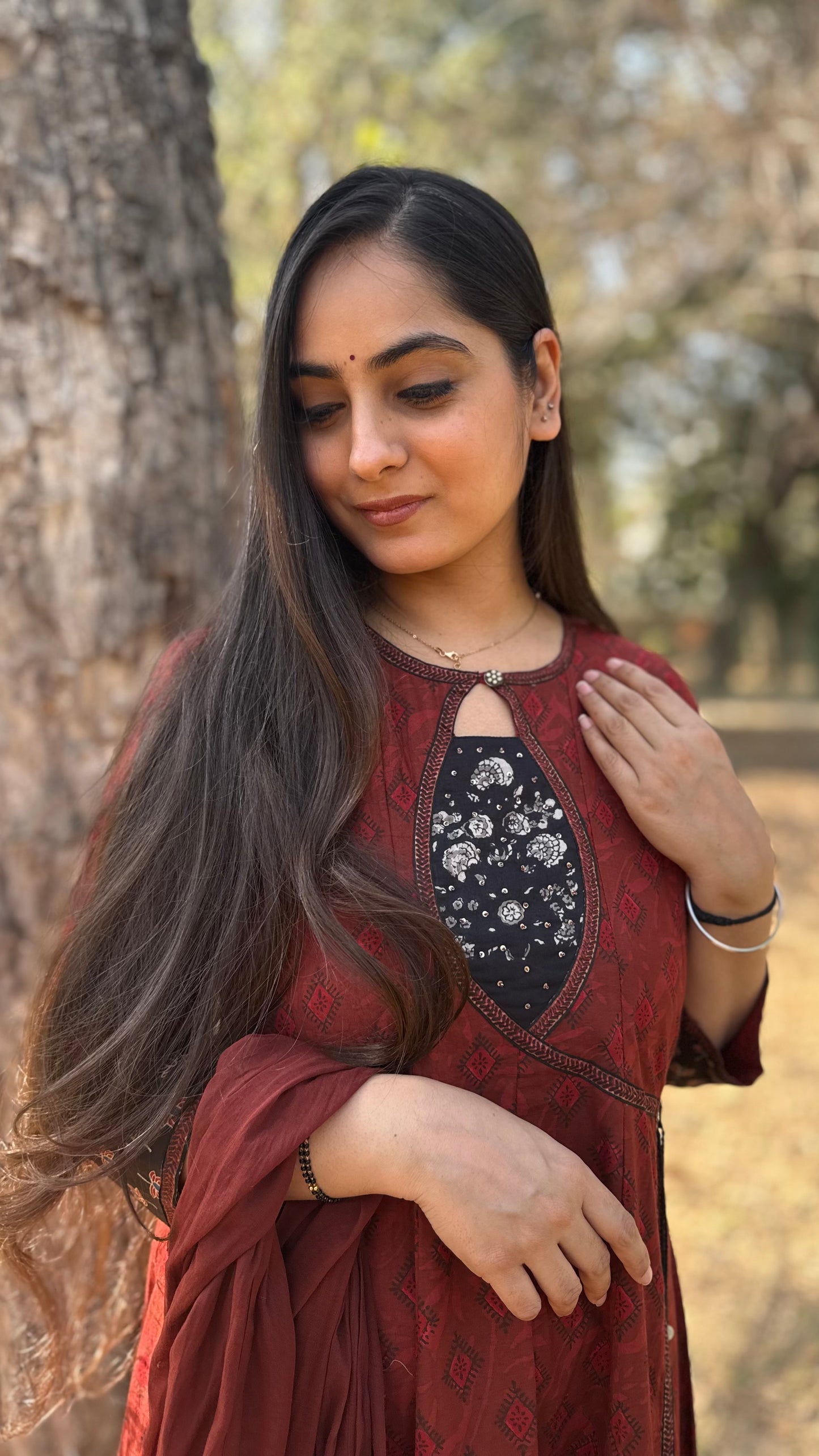 Aliya Rust Anarkali Suit