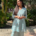 Mysha Sky Blue Floral Embroidered Coord Set