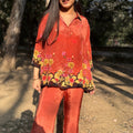 Alisha Brick Orange Flared Coord Set