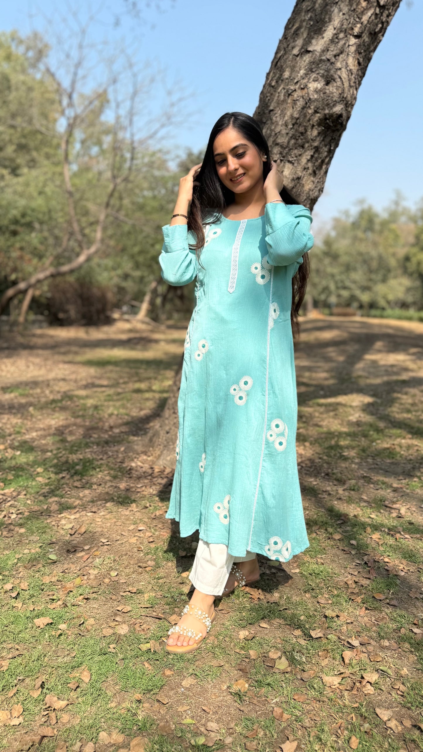 Maira Sky Blue A-Line Kurta