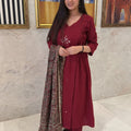 Shifa Maroon A-Line Suit