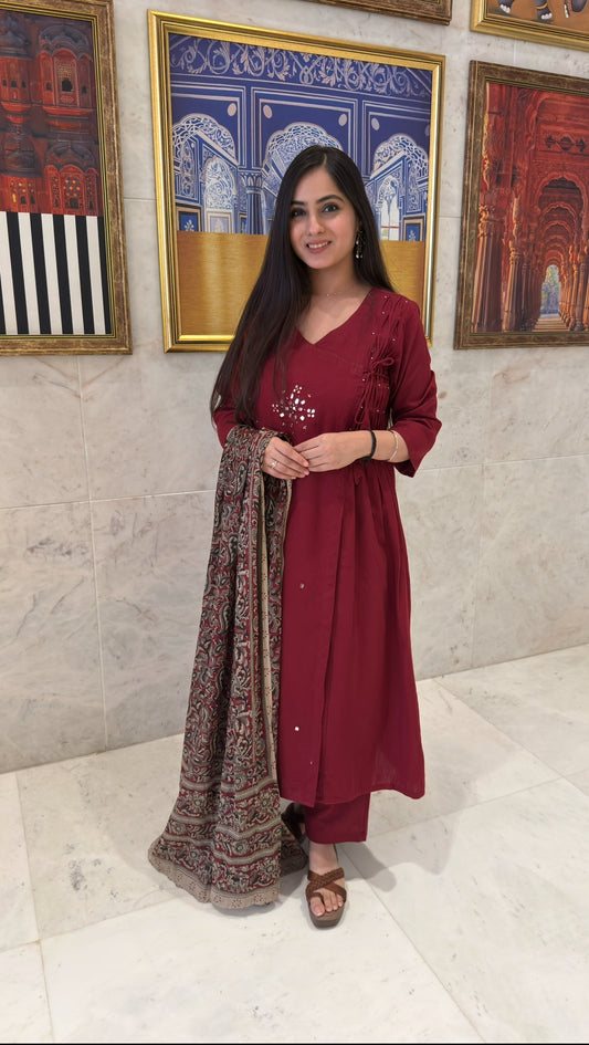 Shifa Maroon A-Line Suit