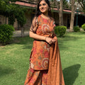 Rust Floral Kalamkari Suit Set