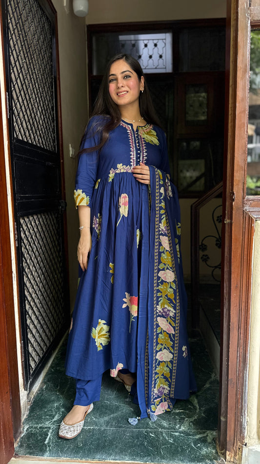 Veena Blue Flared Suit