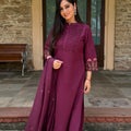 Meher Wine Pintuck Suit