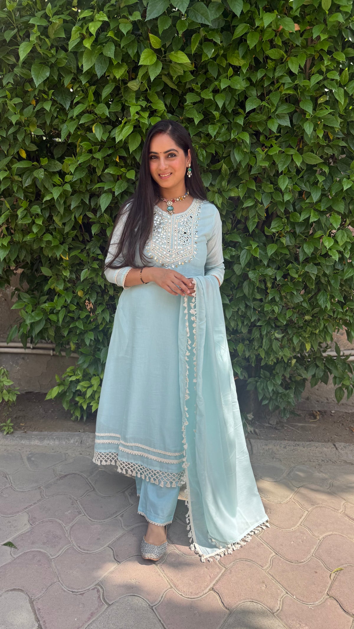 Aisha Sky Blue Mirror Suit