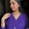 Meera Purple Mul Chanderi Suit