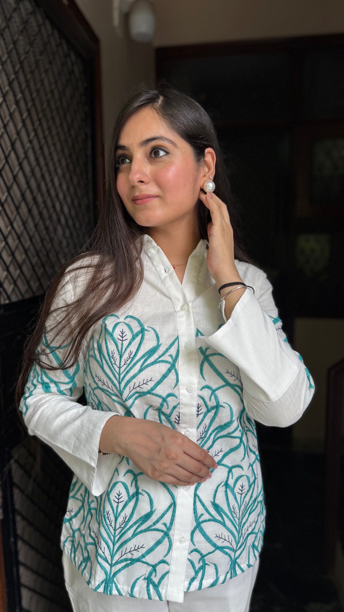 Roshni White Embroidered Coord Set