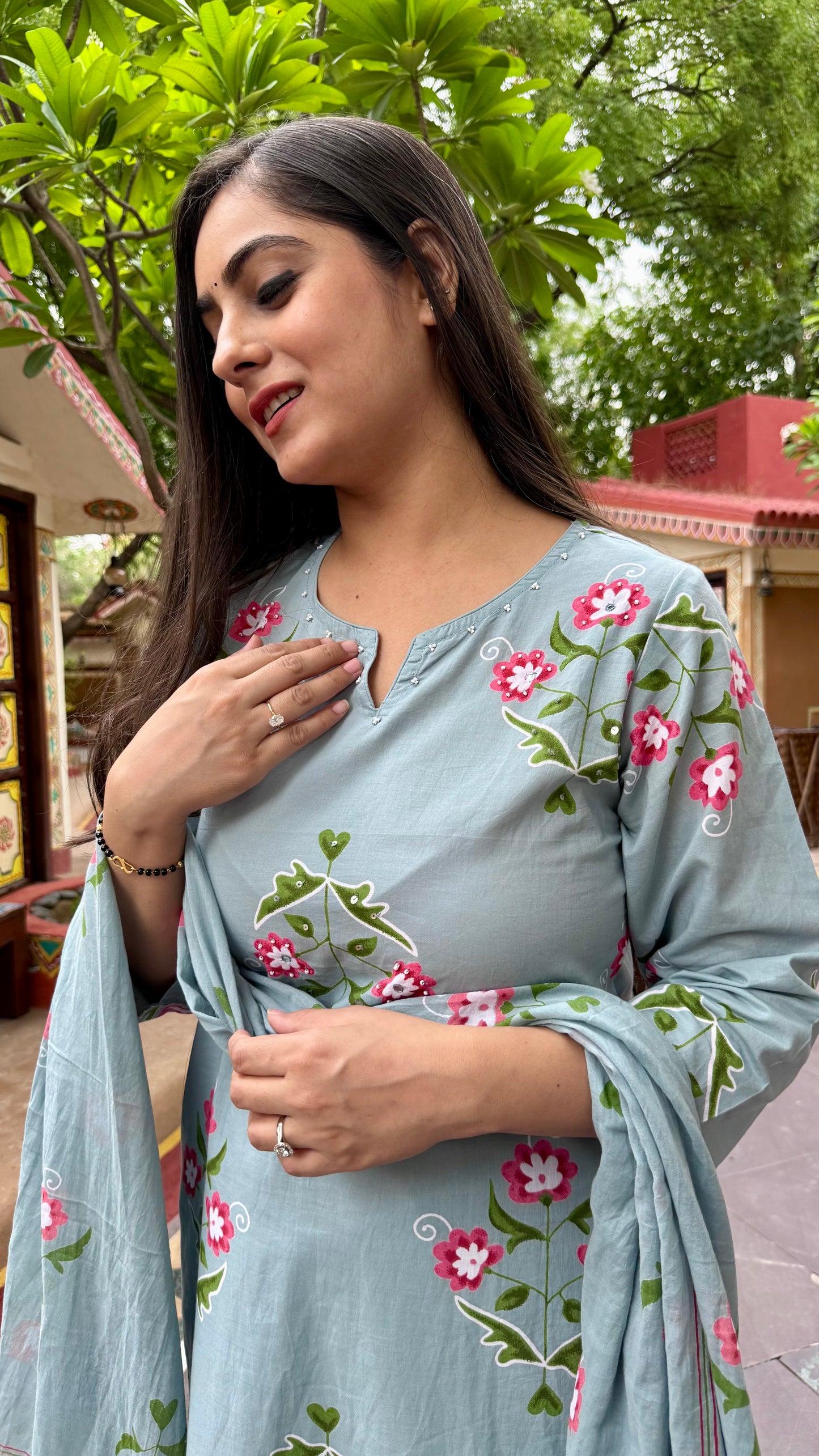 Prisha Blue Floral Suit