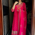 Rani Pink Crepe Embroidered Suit