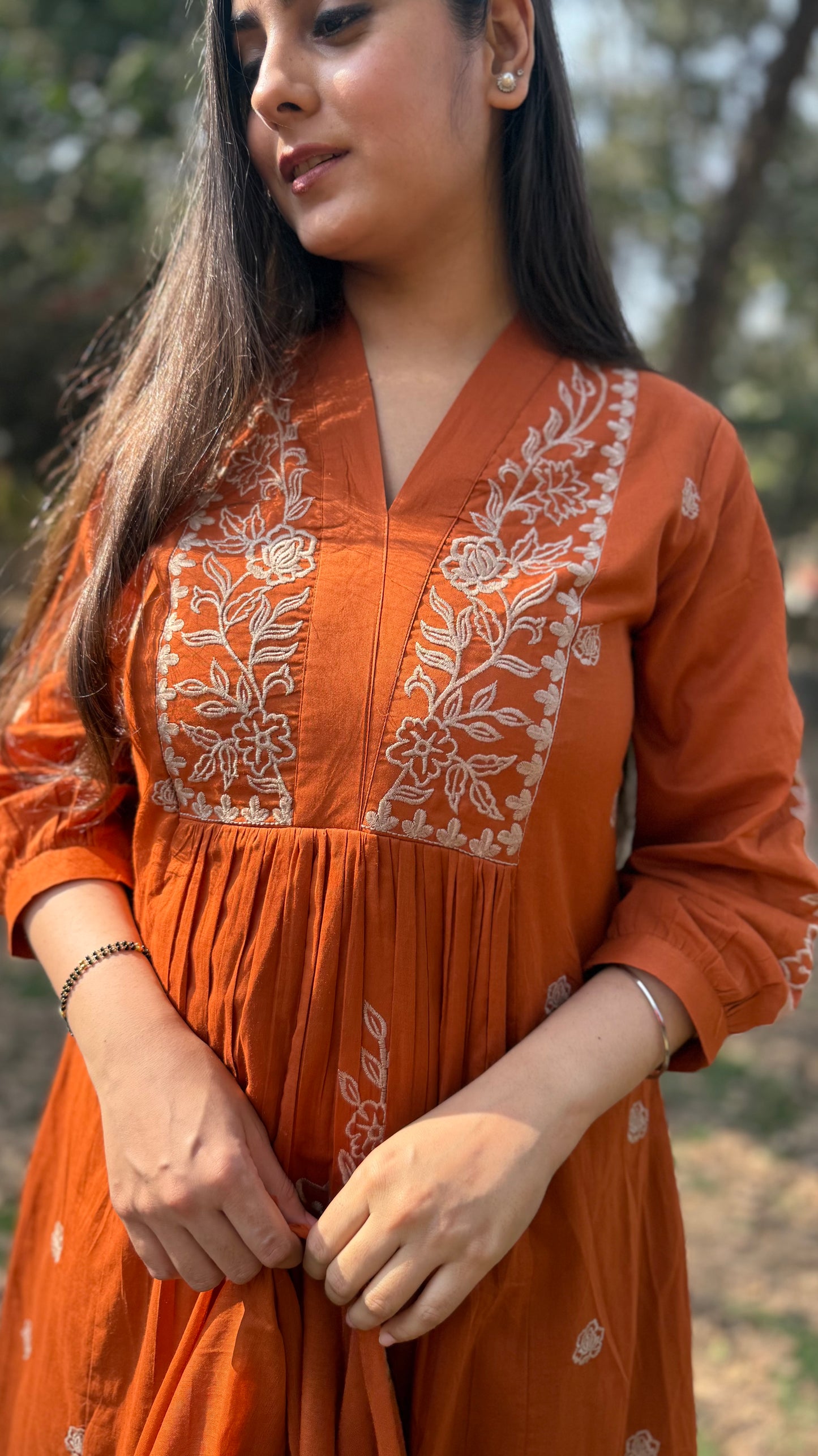 Priti Orange A-Line Suit