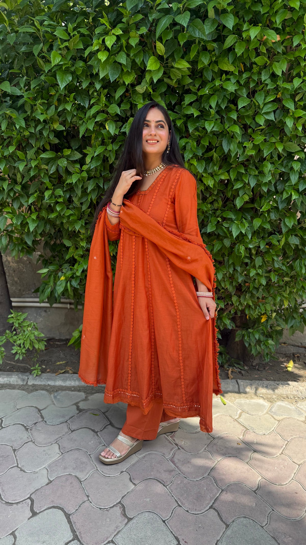 Nia Rust Orange Anarkali Suit