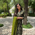 Ikkat Green Wrap-Style Suit Set
