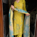 Meera Mustard Mul Chanderi Suit