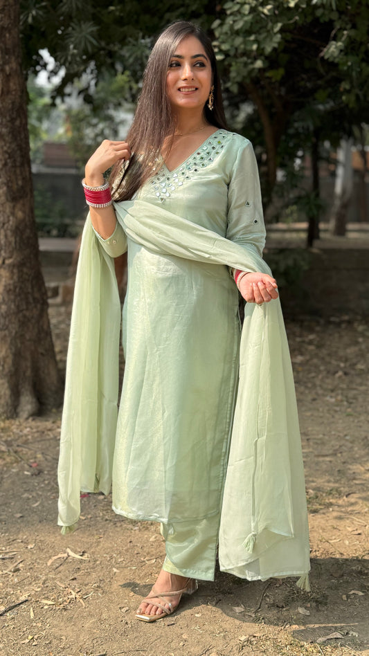 Aastha Green Mirror Suit