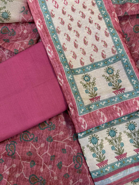 Zara Pink Embroidered Unstitched Suit