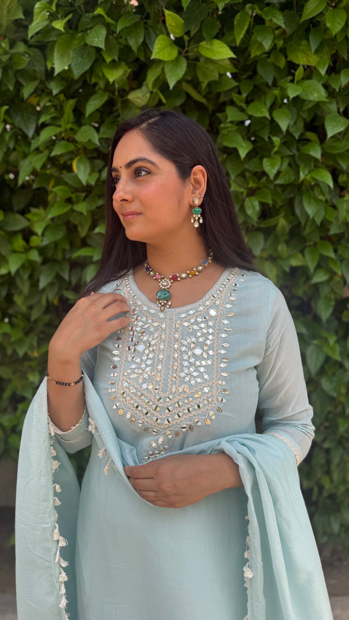 Aisha Sky Blue Mirror Suit