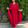 Nia Ruby Red Anarkali Suit