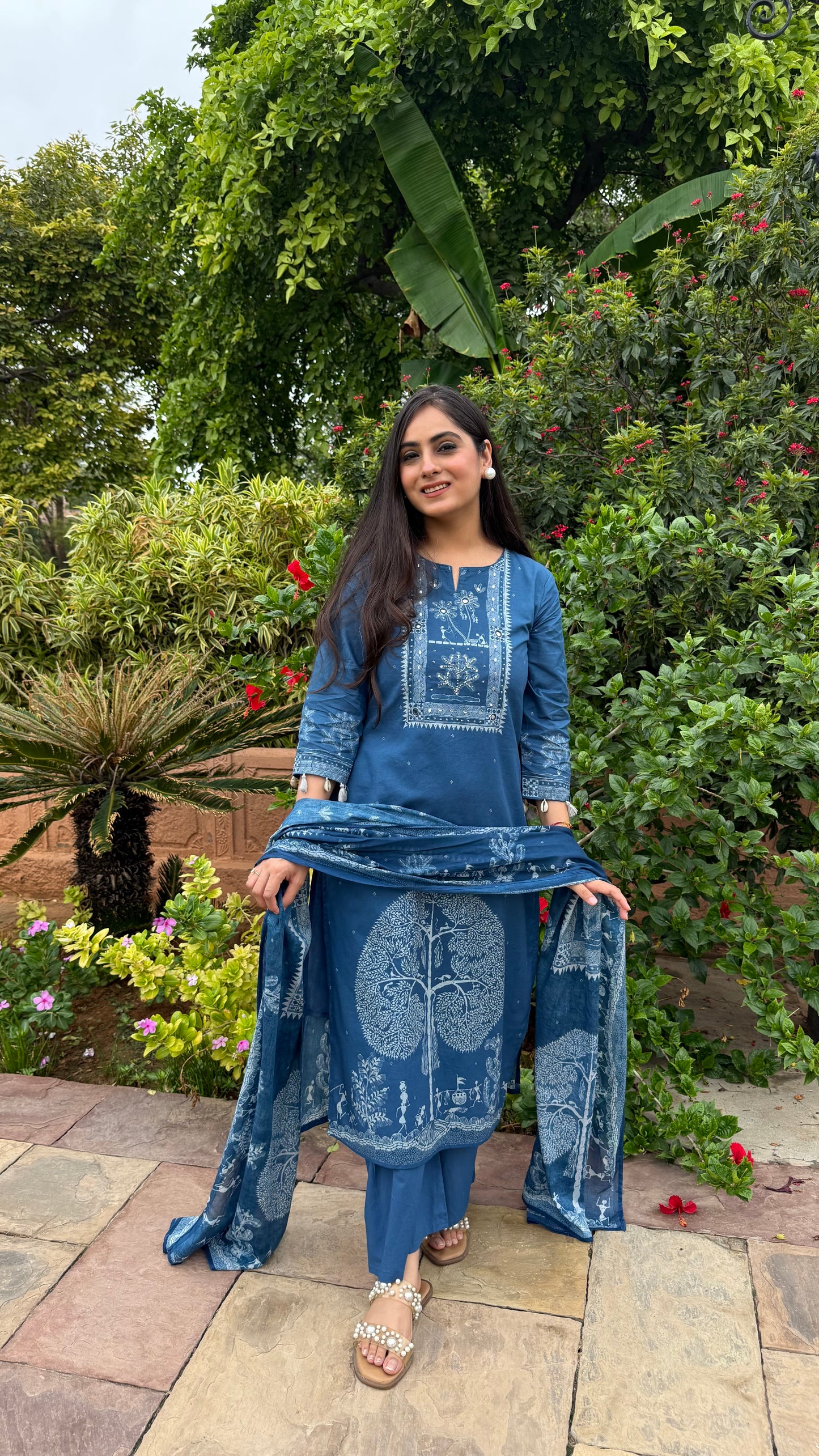 Blue Motif Suit Set