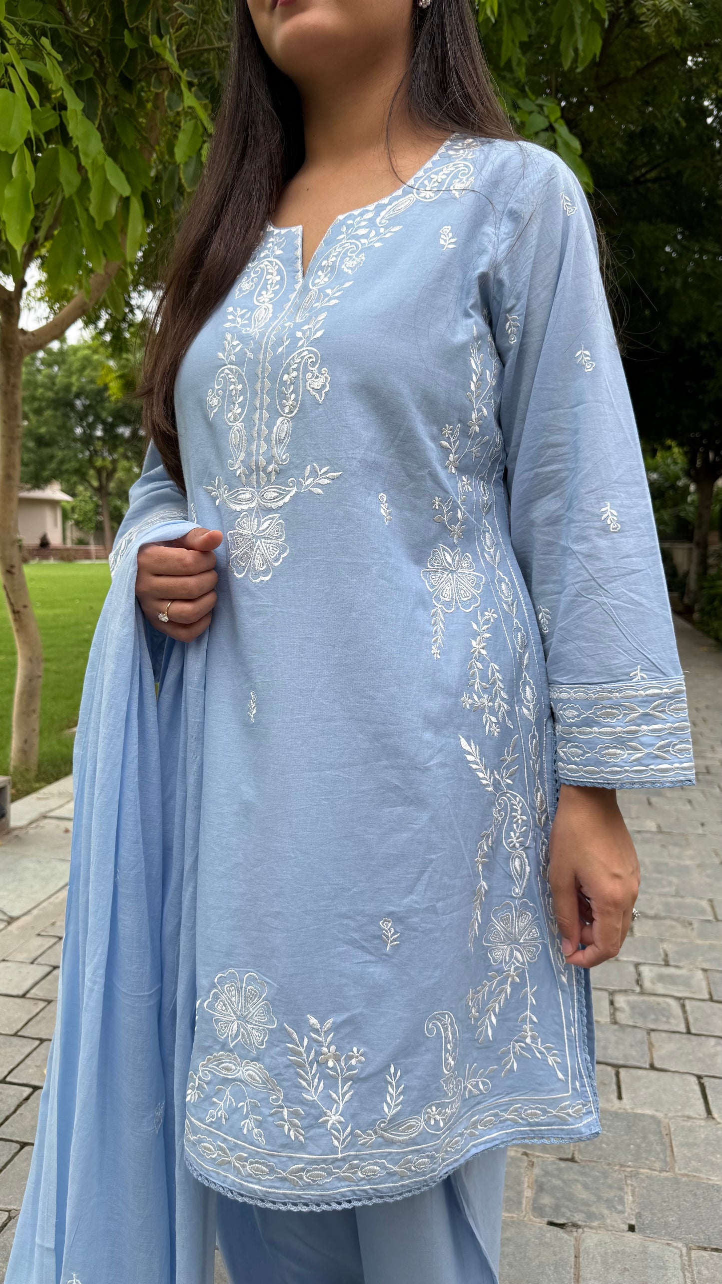 Zoya Powder Blue Farshi Suit