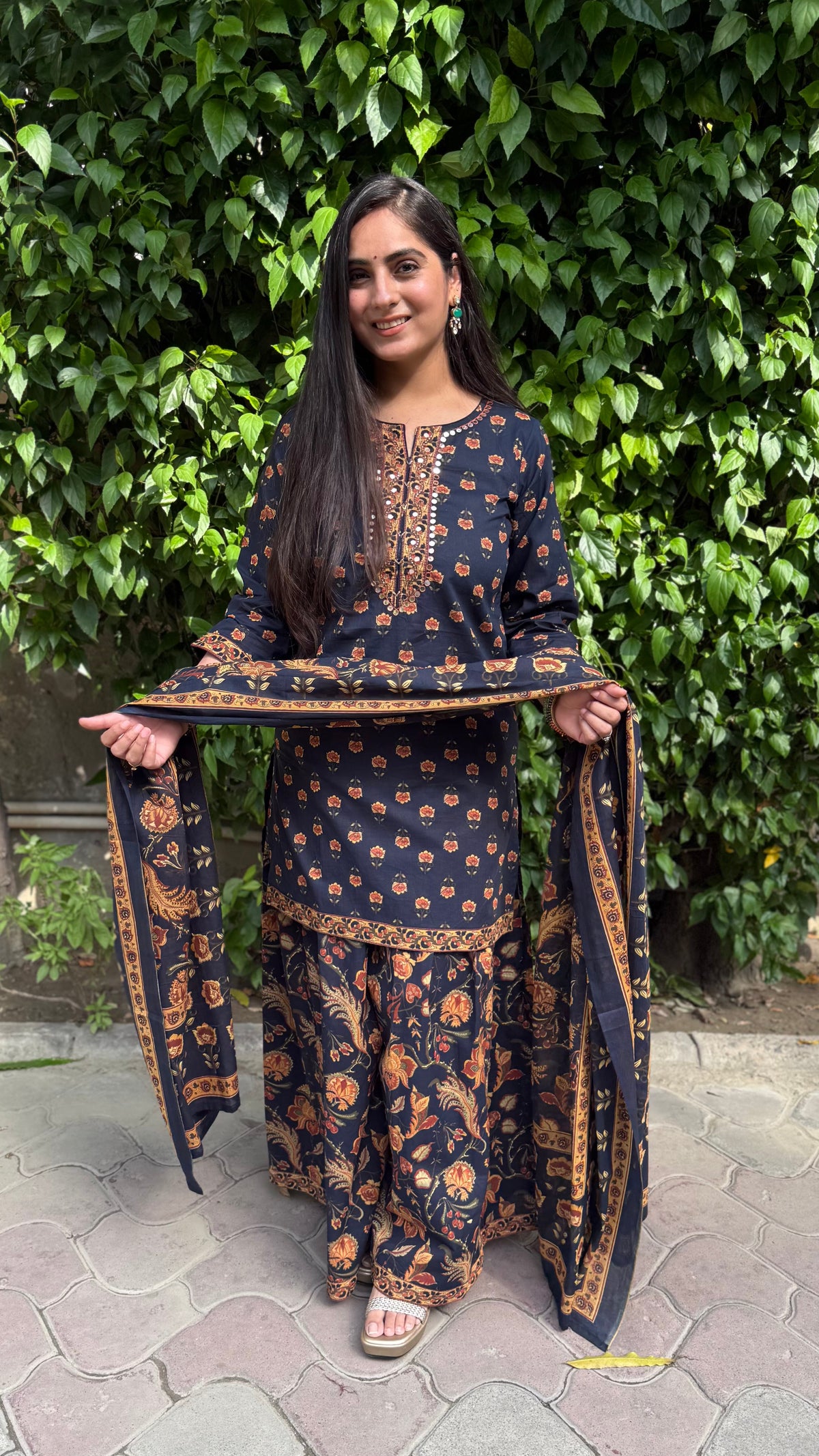 Kriti Navy Floral Sharara Suit