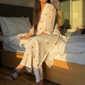 Sunflower White Mul Coord Set