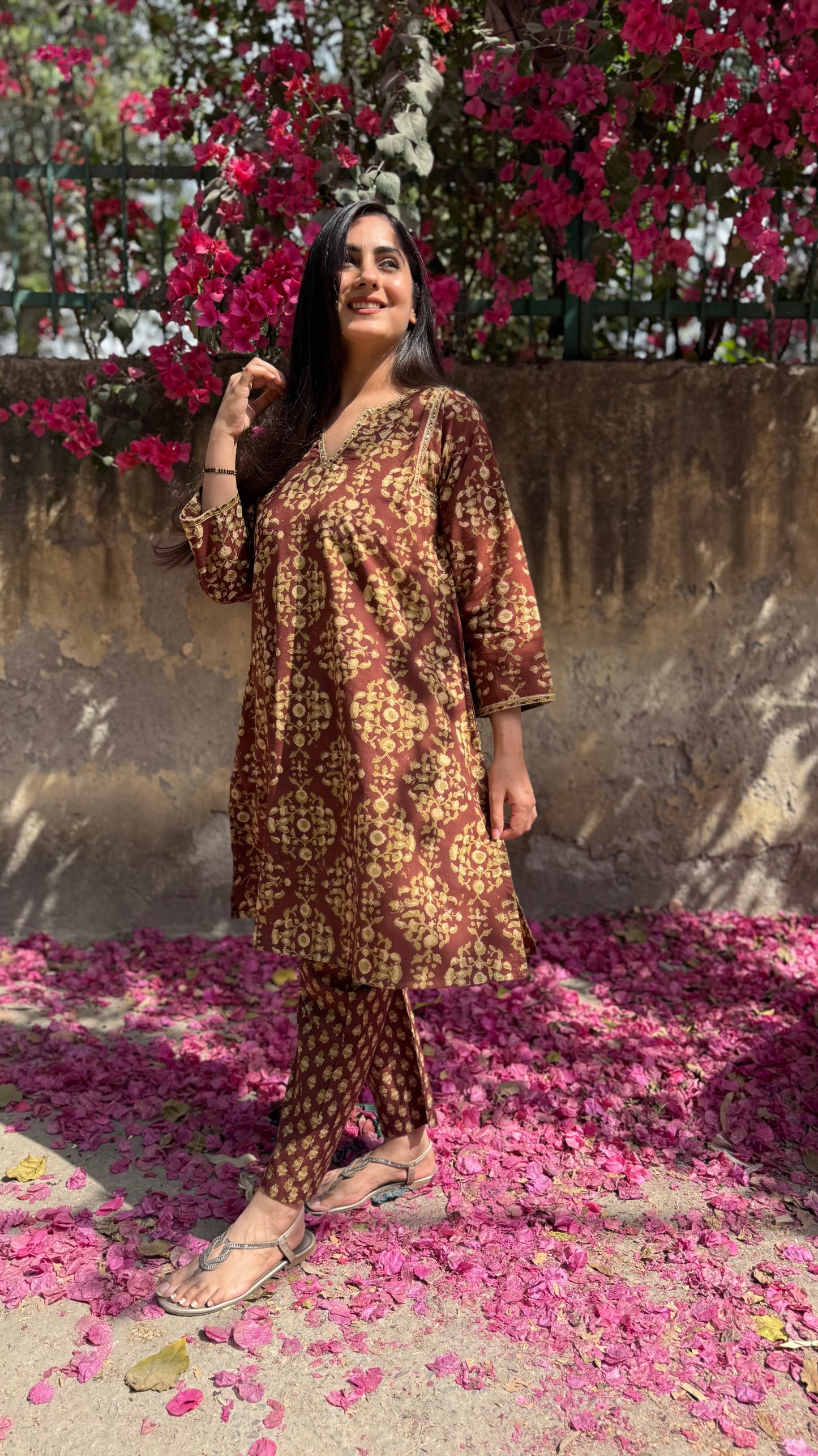 Sehar Brown Block Coord Set