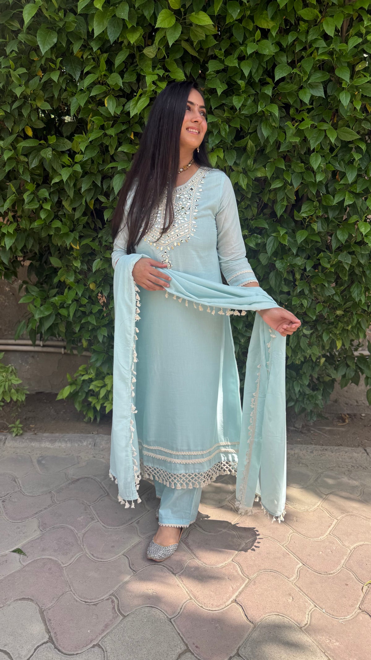 Aisha Sky Blue Mirror Suit