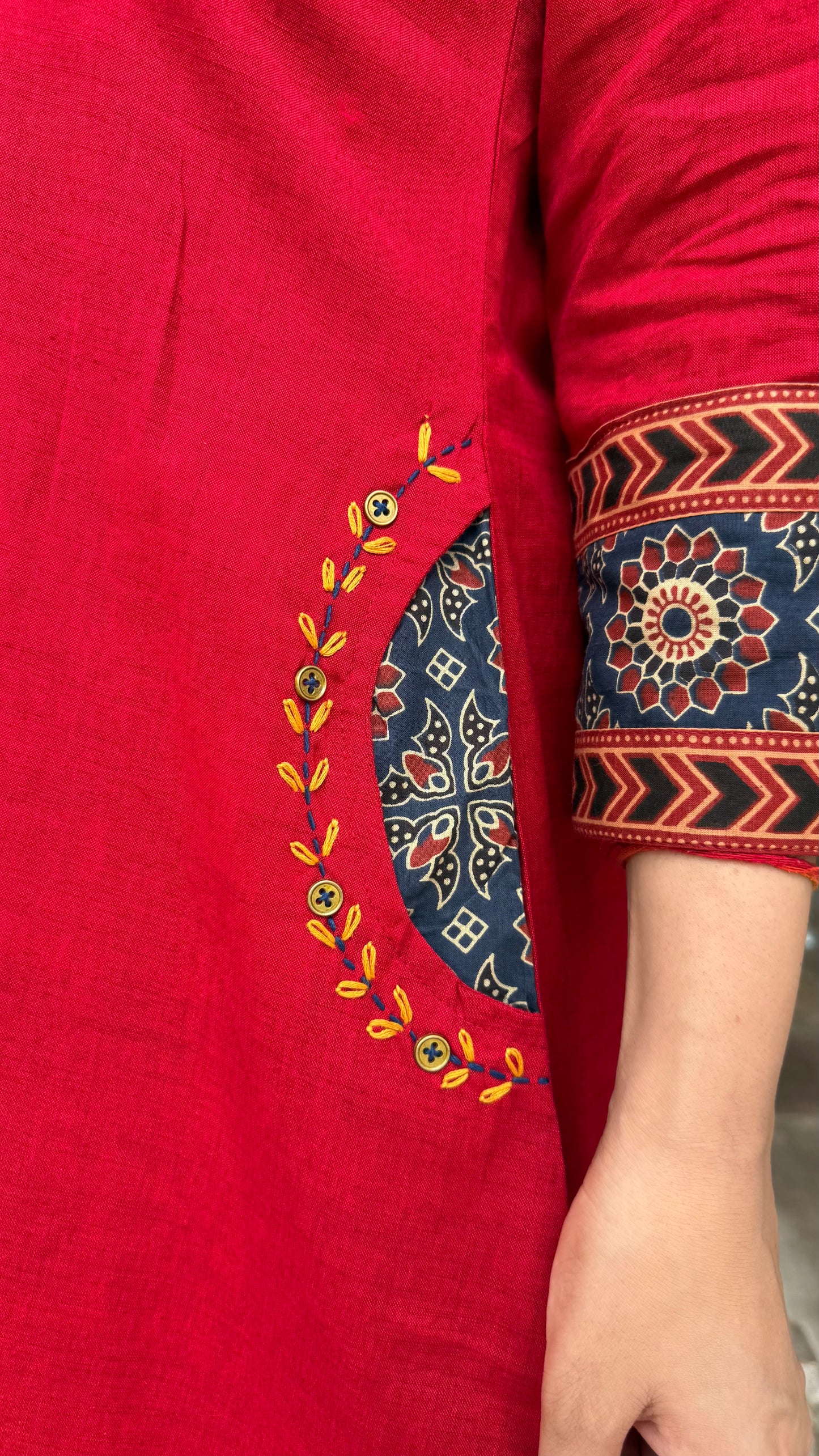 Anika Red Patchwork Suit Set