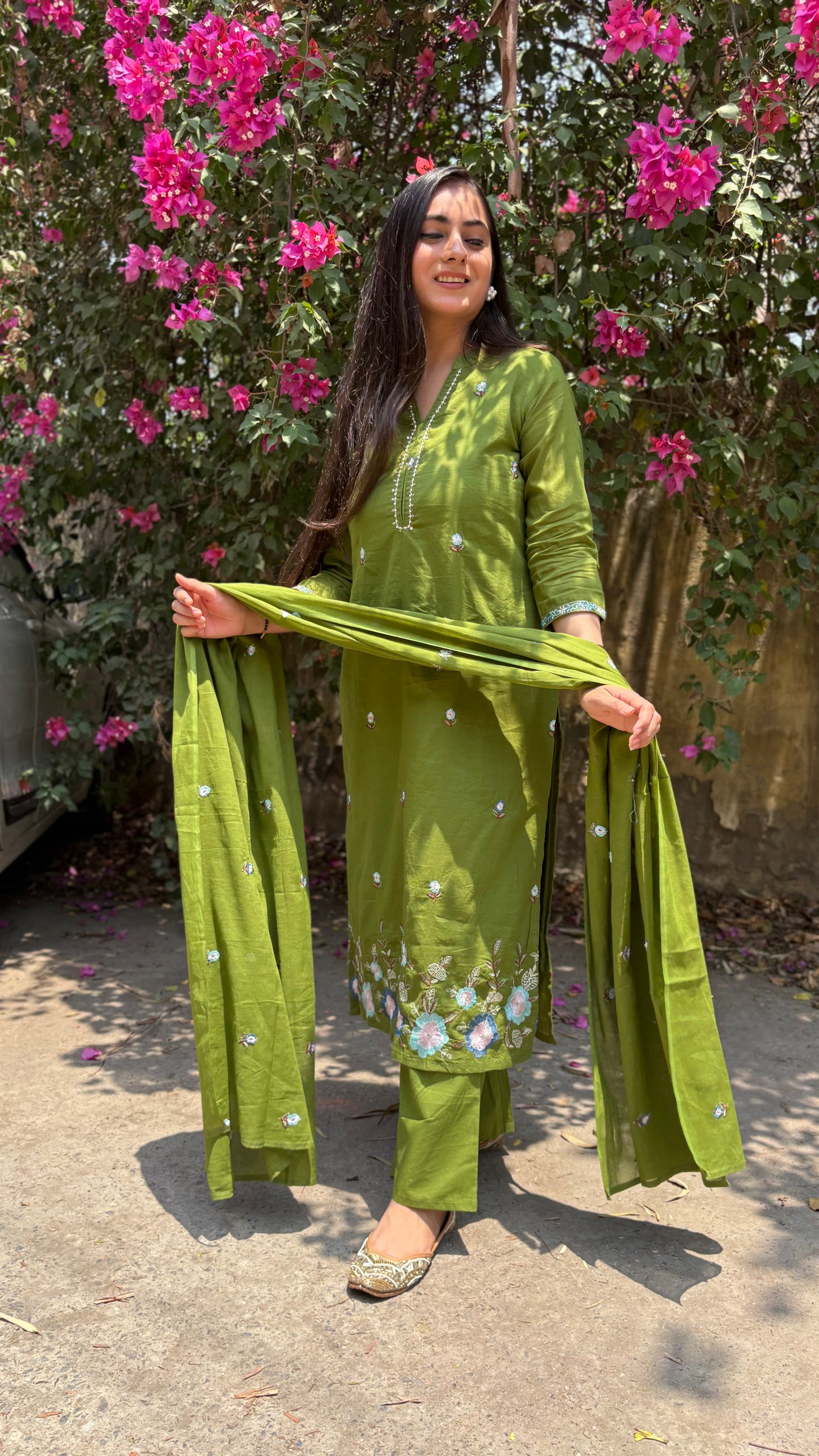 Ekta Cotton Embroidered Suit