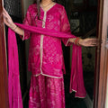 Fiza Pink Chinnon Garara Suit
